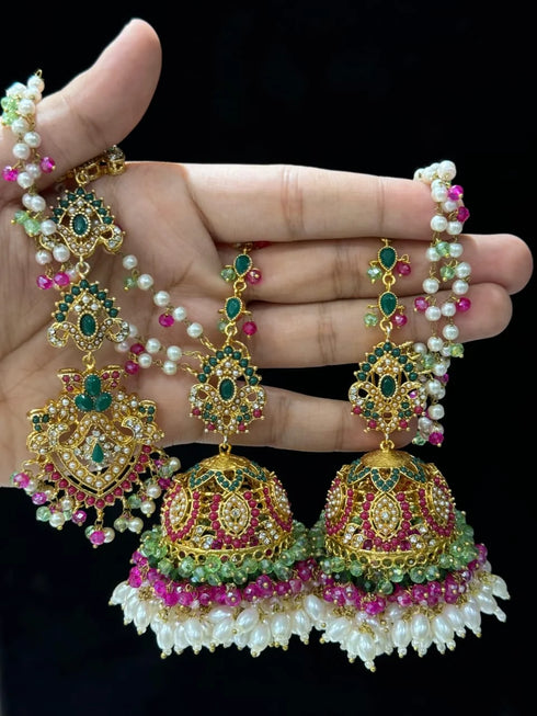 Noratan jhumke tika